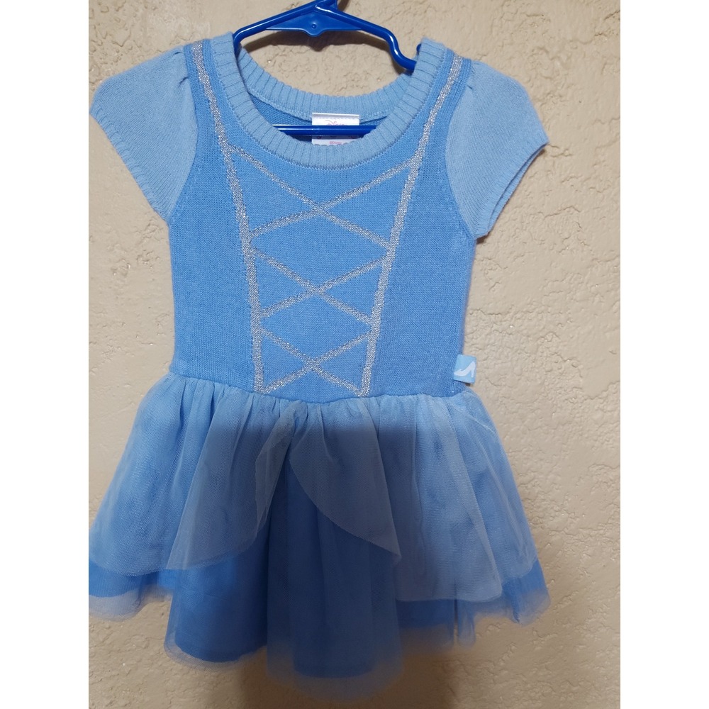 Disney Princess Cinderella Blue Sweater Tutu Dress Baby Girl 12M